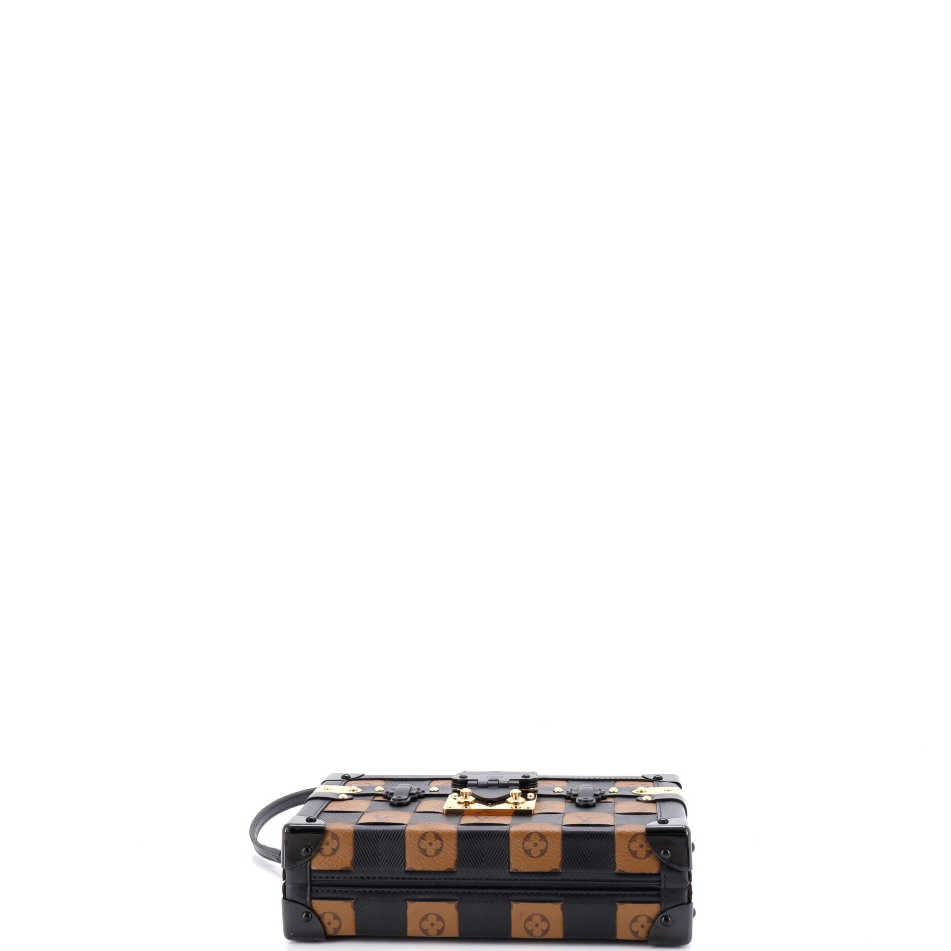 Petite Malle Handbag Damier Tressage Monogram Canvas and Leather