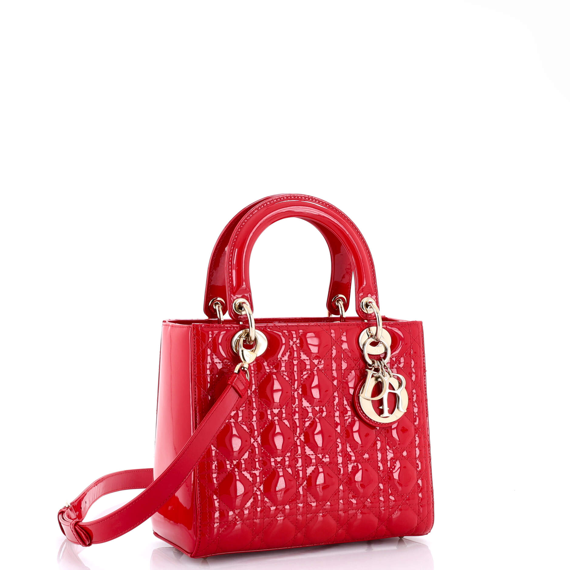 Lady Dior Bag Cannage Quilt Patent Medium