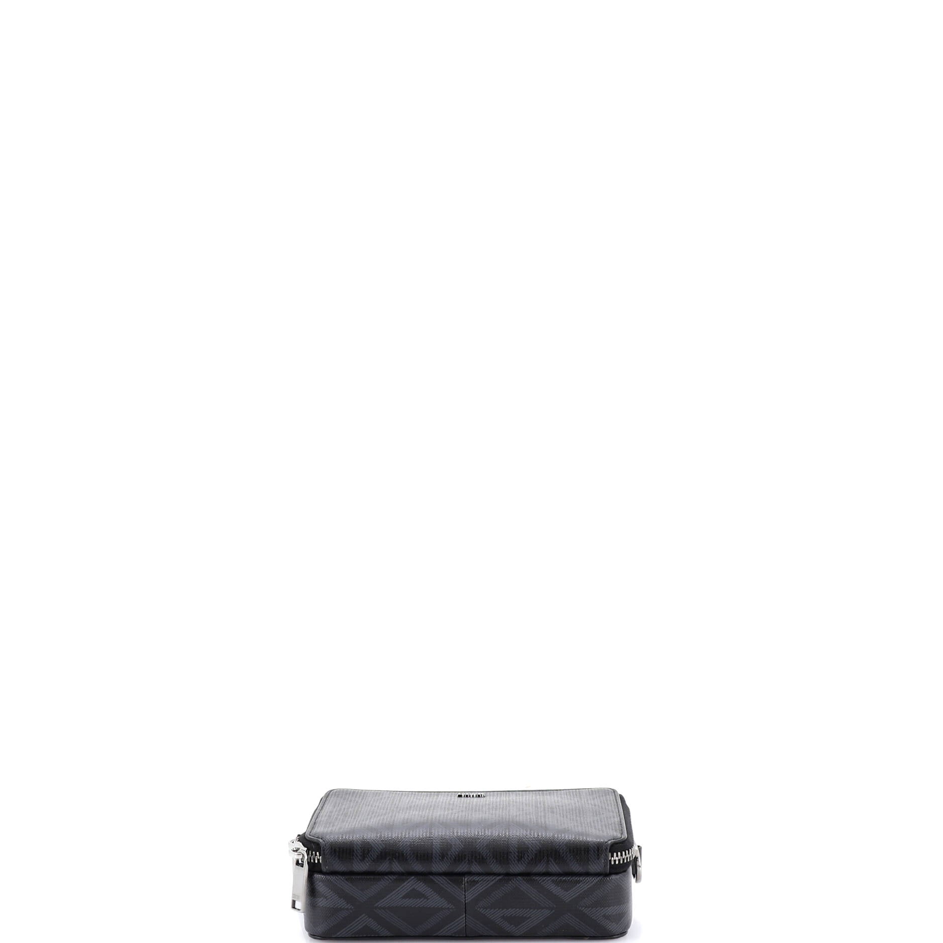 Double Zip Crossbody Pouch CD Diamond Coated Canvas