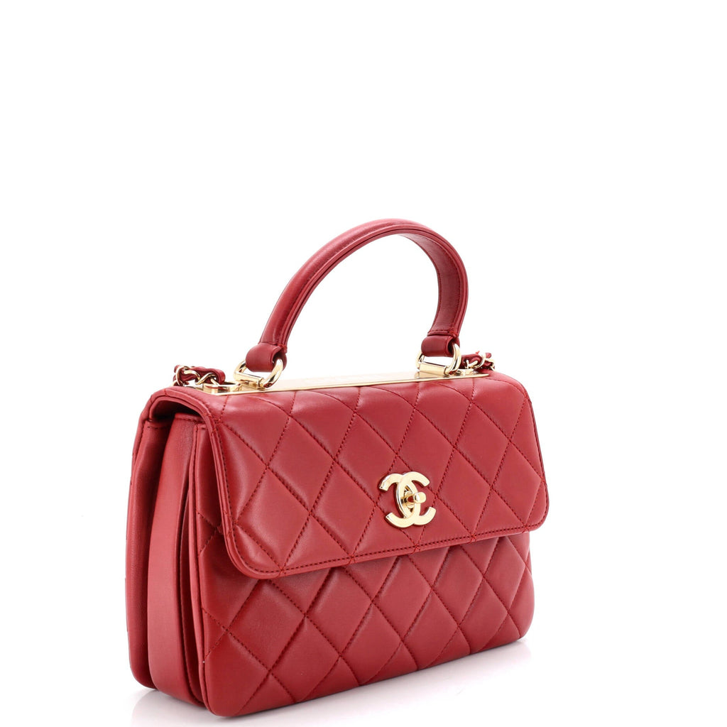 Trendy CC Top Handle Bag Quilted Lambskin Small