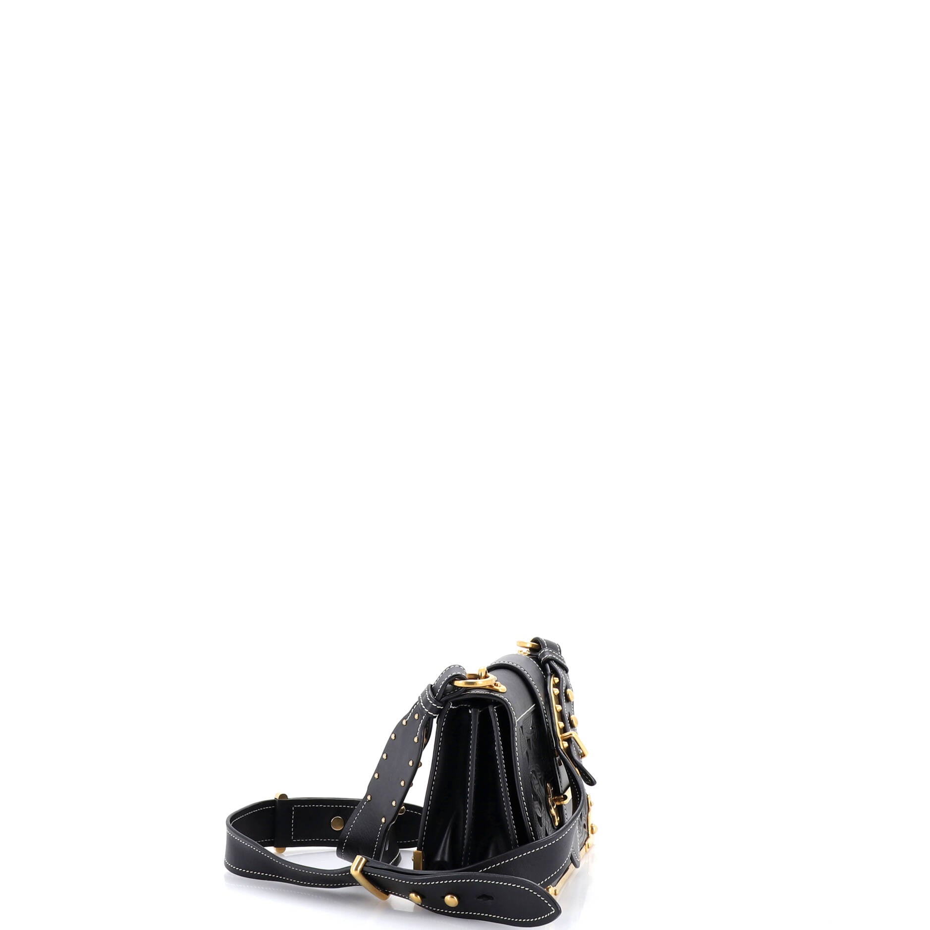 Cahier Crossbody Bag Studded Laser Cut Leather Small