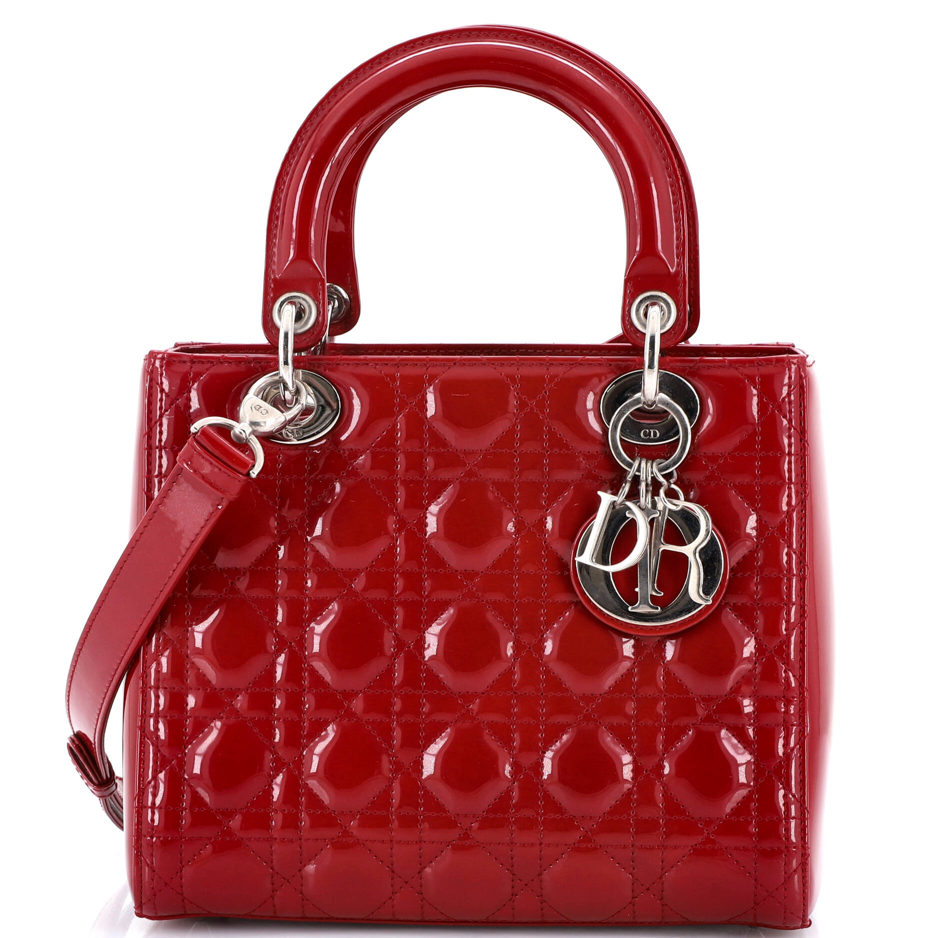 Lady Dior Bag Cannage Quilt Patent Medium