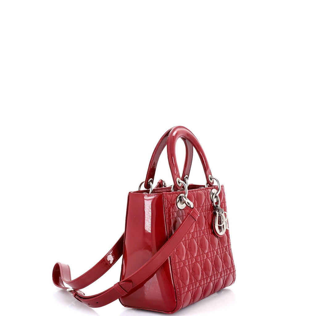 Lady Dior Bag Cannage Quilt Patent Medium