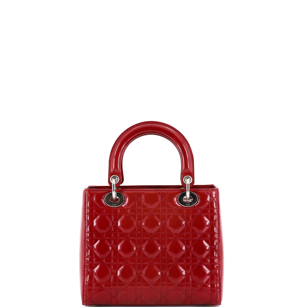 Lady Dior Bag Cannage Quilt Patent Medium