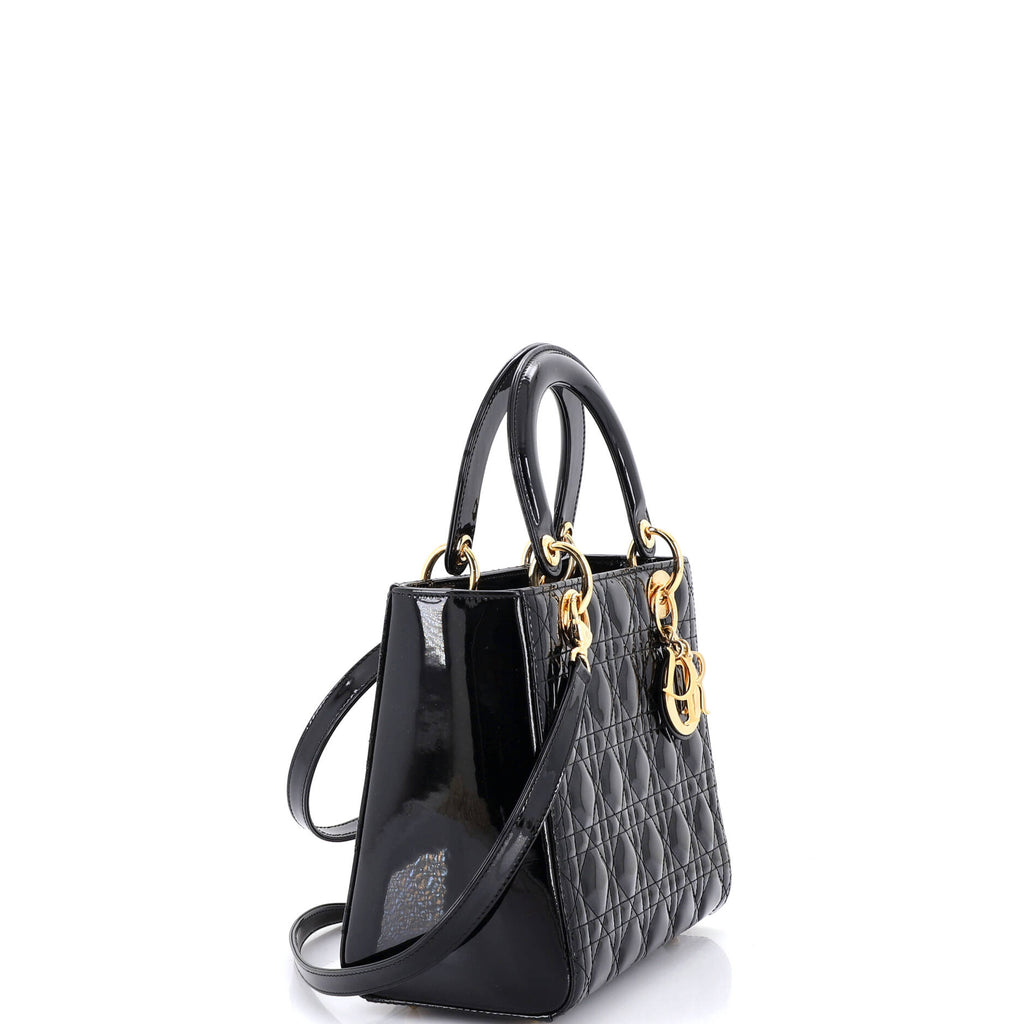 Lady Dior Bag Cannage Quilt Patent Medium