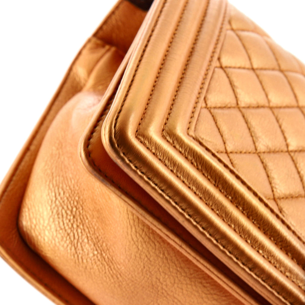 Boy Flap Bag Quilted Metallic Calfskin Old Medium