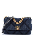 19 Flap Bag Quilted Denim Medium