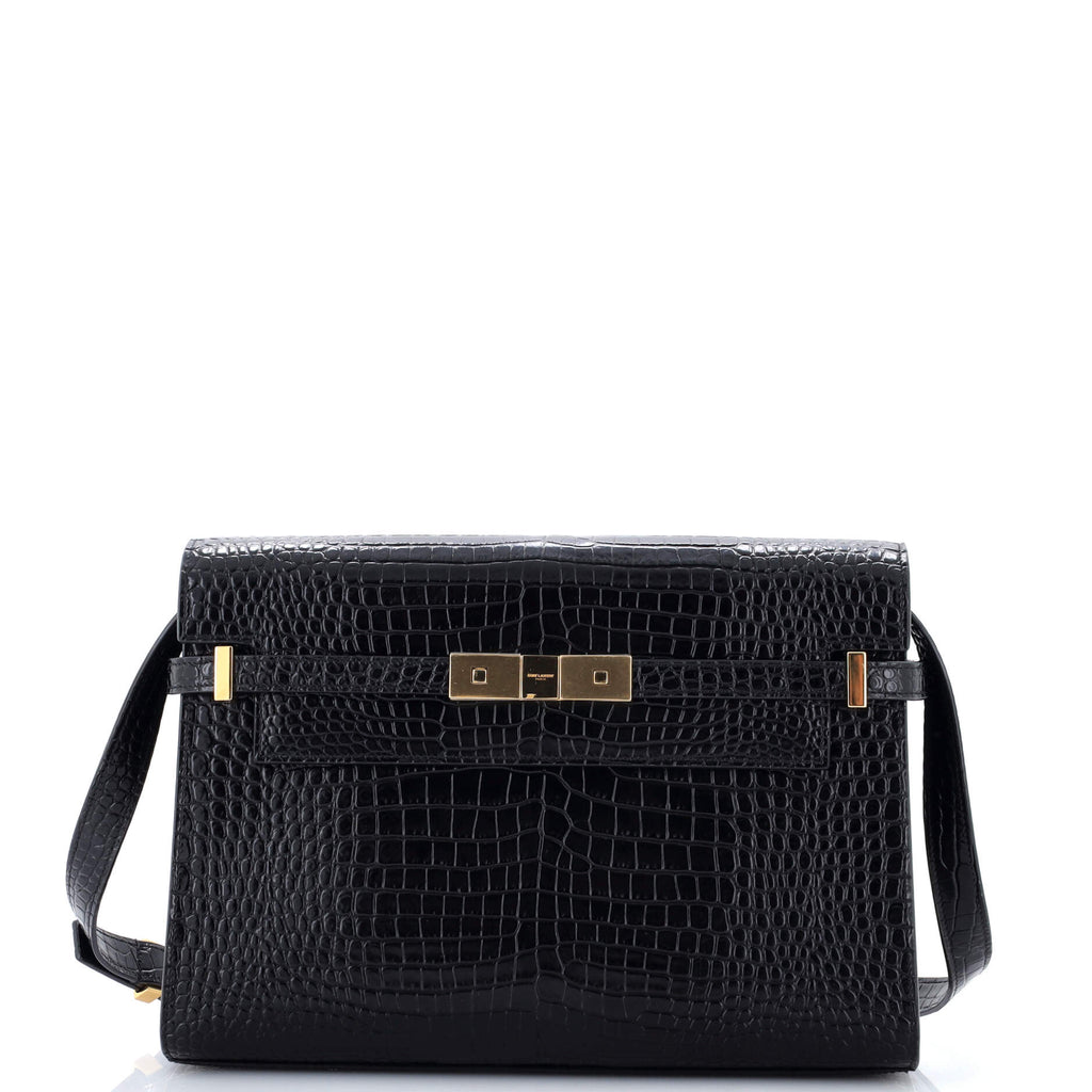 Manhattan Shoulder Bag Crocodile Embossed Leather Medium