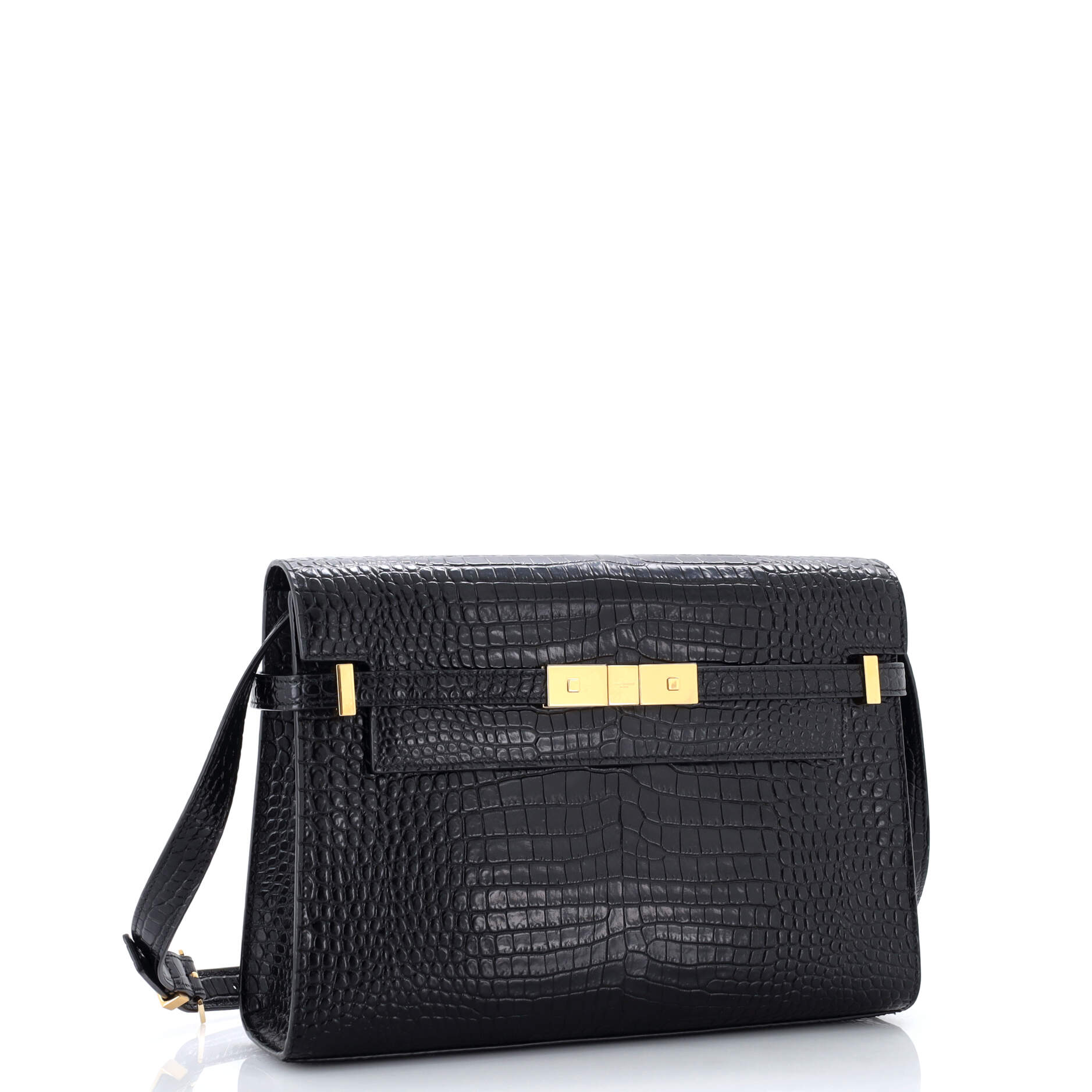 Manhattan Shoulder Bag Crocodile Embossed Leather Medium
