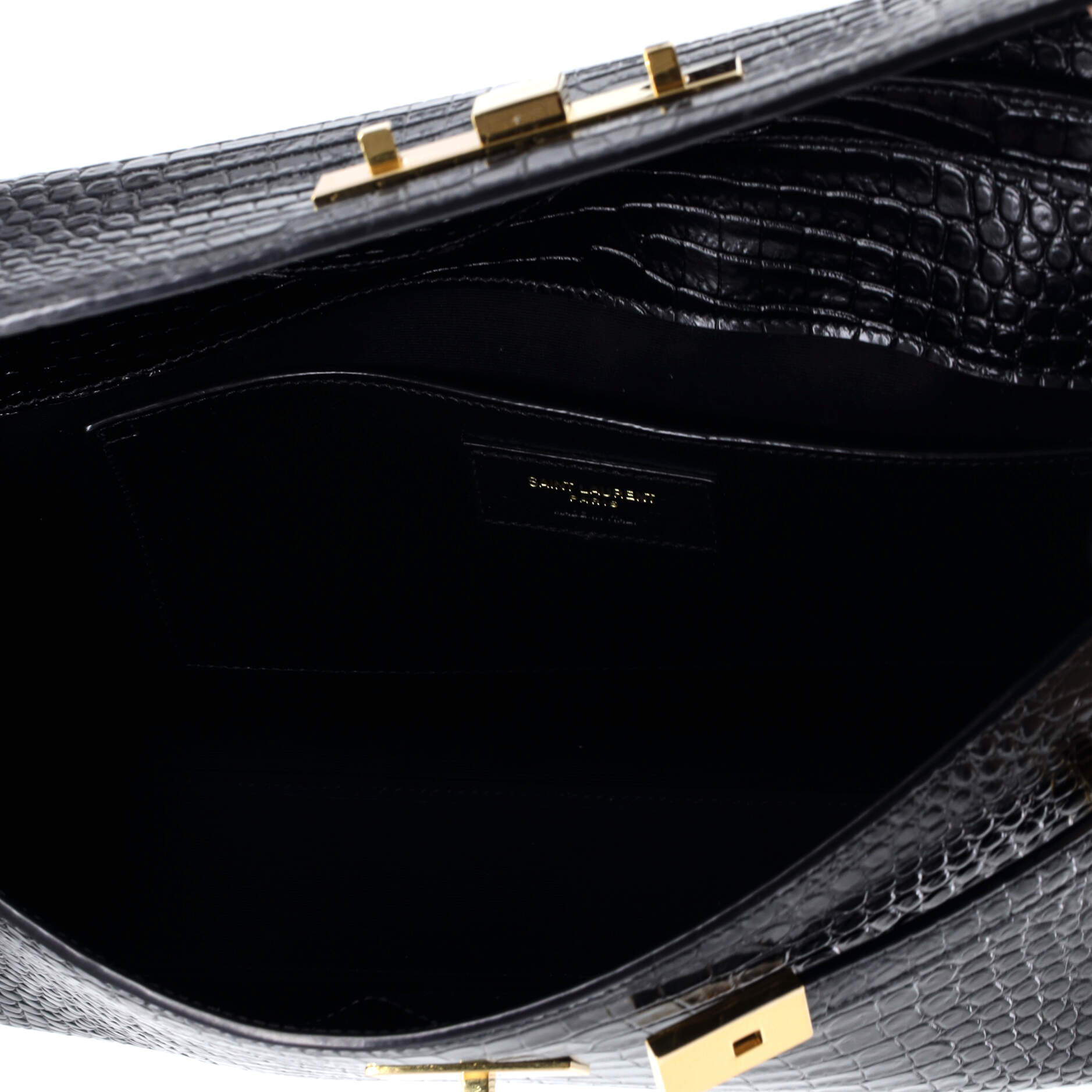 Manhattan Shoulder Bag Crocodile Embossed Leather Medium