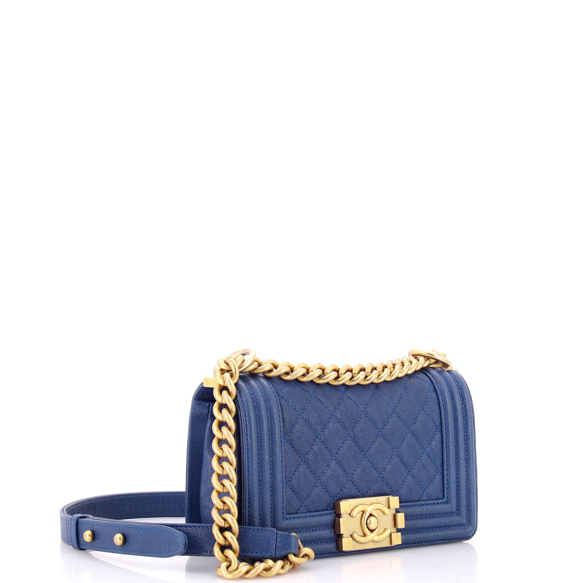 Boy Flap Bag Quilted Caviar Small
