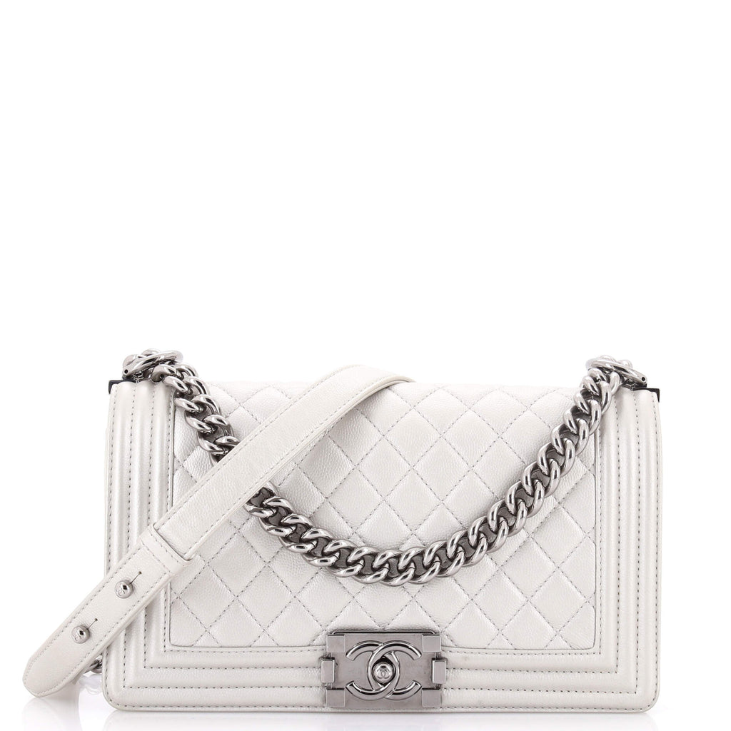 Boy Flap Bag Quilted Metallic Caviar Old Medium