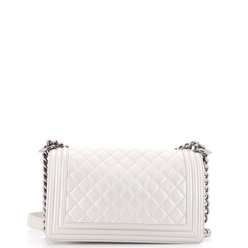 Boy Flap Bag Quilted Metallic Caviar Old Medium