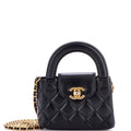 Kelly Top Handle Shopping Bag Quilted Shiny Aged Calfskin Nano