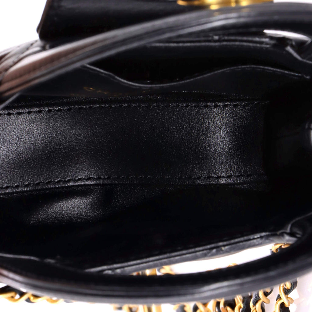 Kelly Top Handle Shopping Bag Quilted Shiny Aged Calfskin Nano