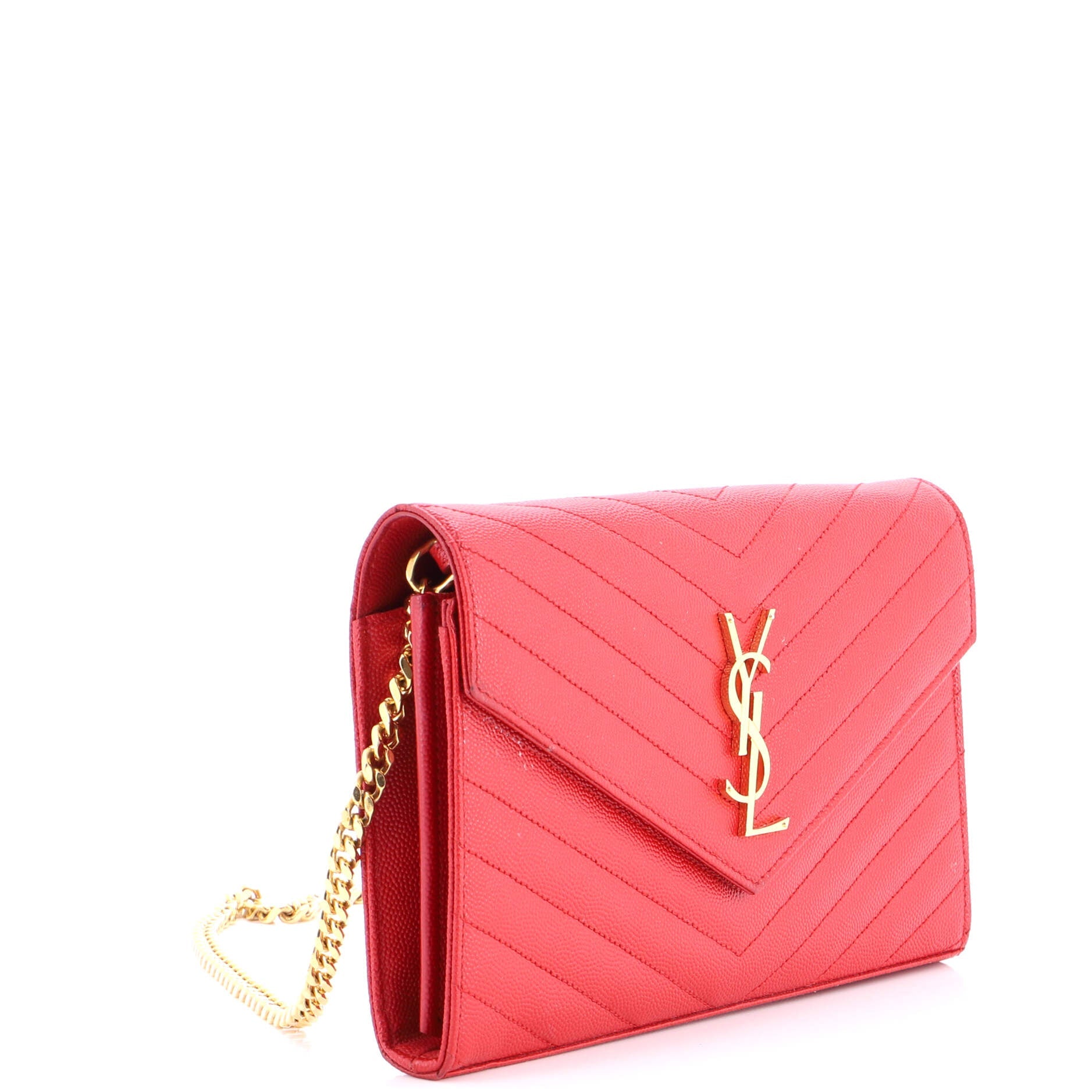 Classic Monogram Wallet on Chain Matelasse Chevron Leather Medium