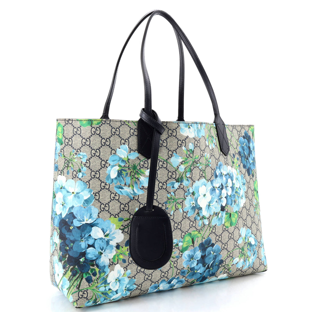 Reversible Tote Blooms GG Print Leather Medium