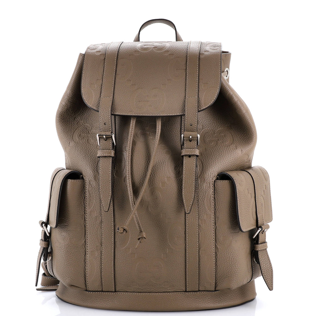 Double Pocket Belt Backpack Jumbo GG Embossed Leather Large