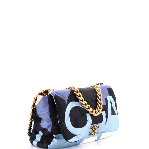 19 Flap Bag Quilted Printed Silk Maxi