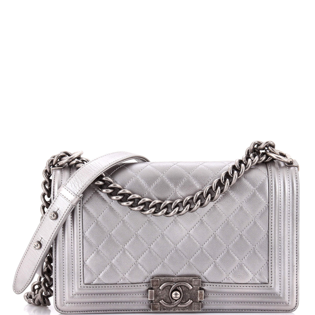 Boy Flap Bag Quilted Caviar Old Medium