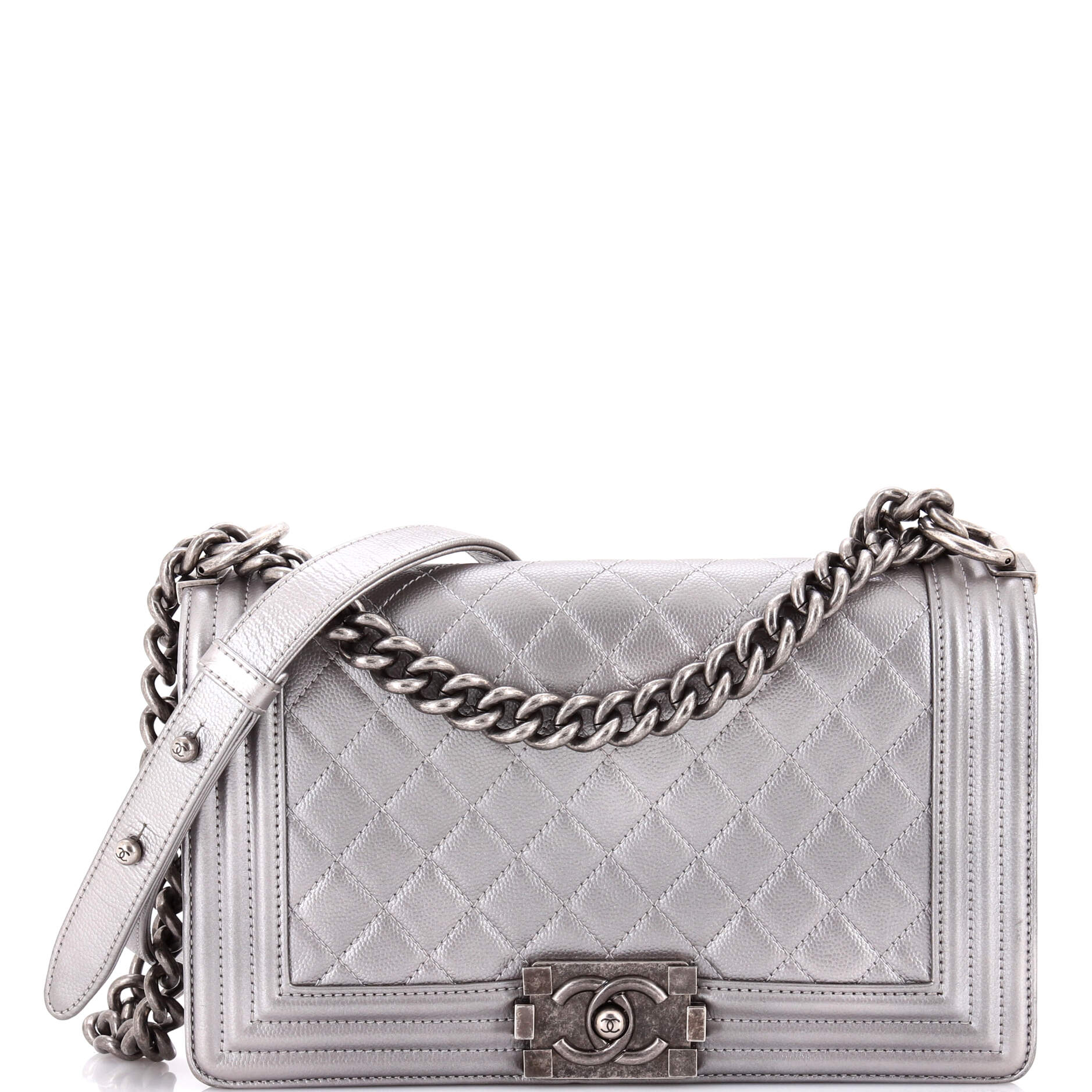 Boy Flap Bag Quilted Caviar Old Medium
