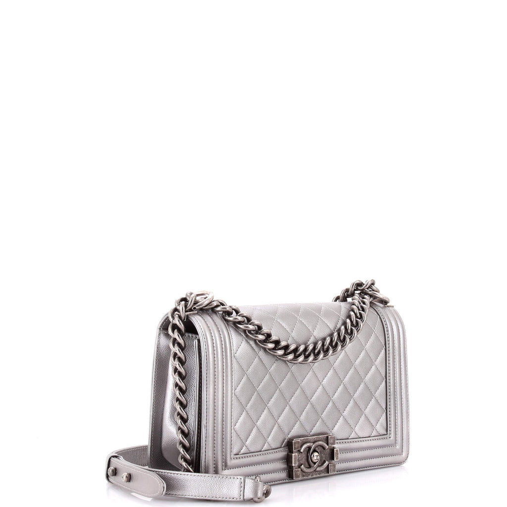 Boy Flap Bag Quilted Caviar Old Medium