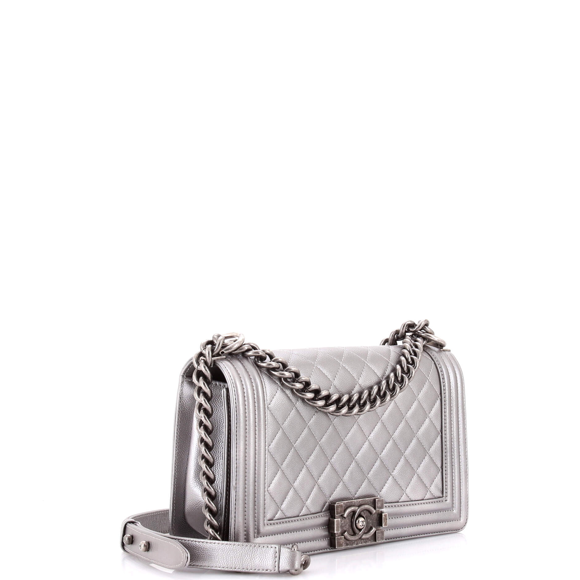 Boy Flap Bag Quilted Caviar Old Medium