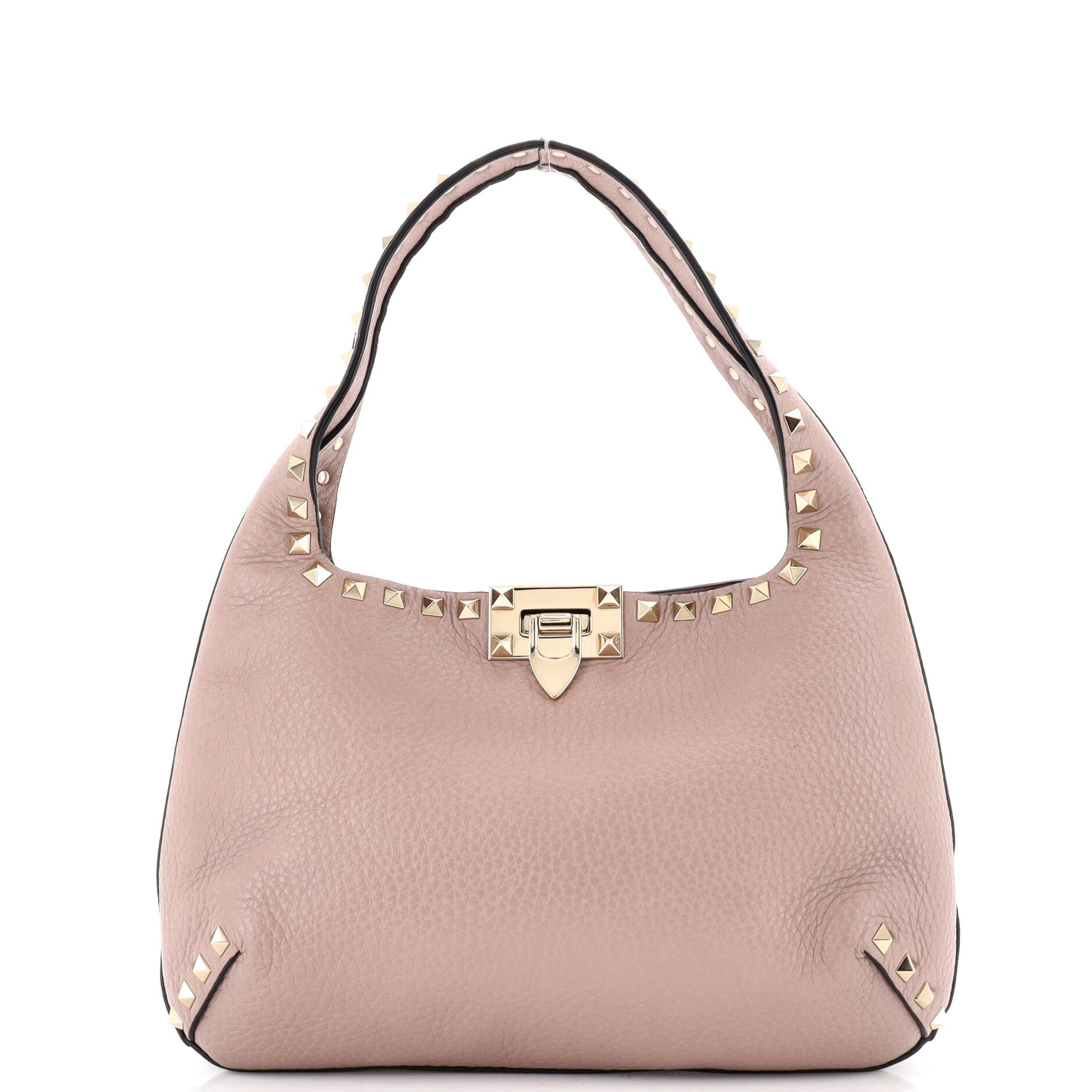 Rockstud Flip Lock Hobo Leather Small