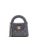 Kelly Top Handle Shopping Bag Quilted Shiny Aged Calfskin Nano