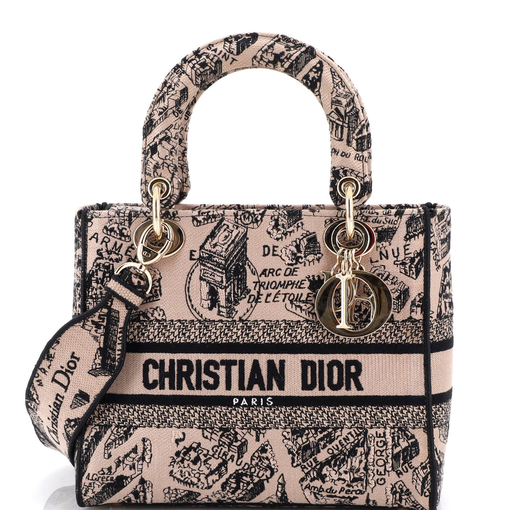 Lady D-Lite Bag Embroidered Canvas Medium
