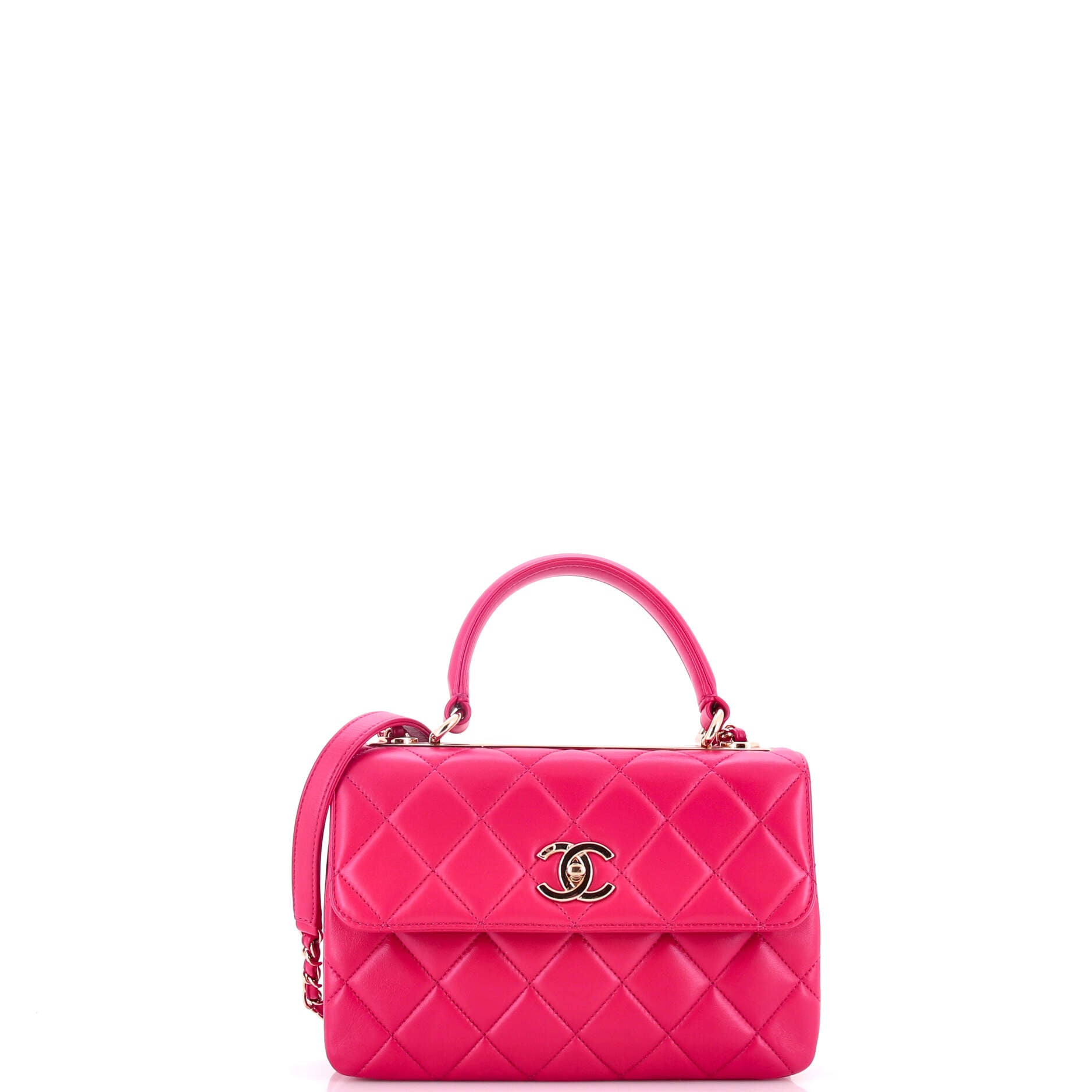 Trendy CC Top Handle Bag Quilted Lambskin Small