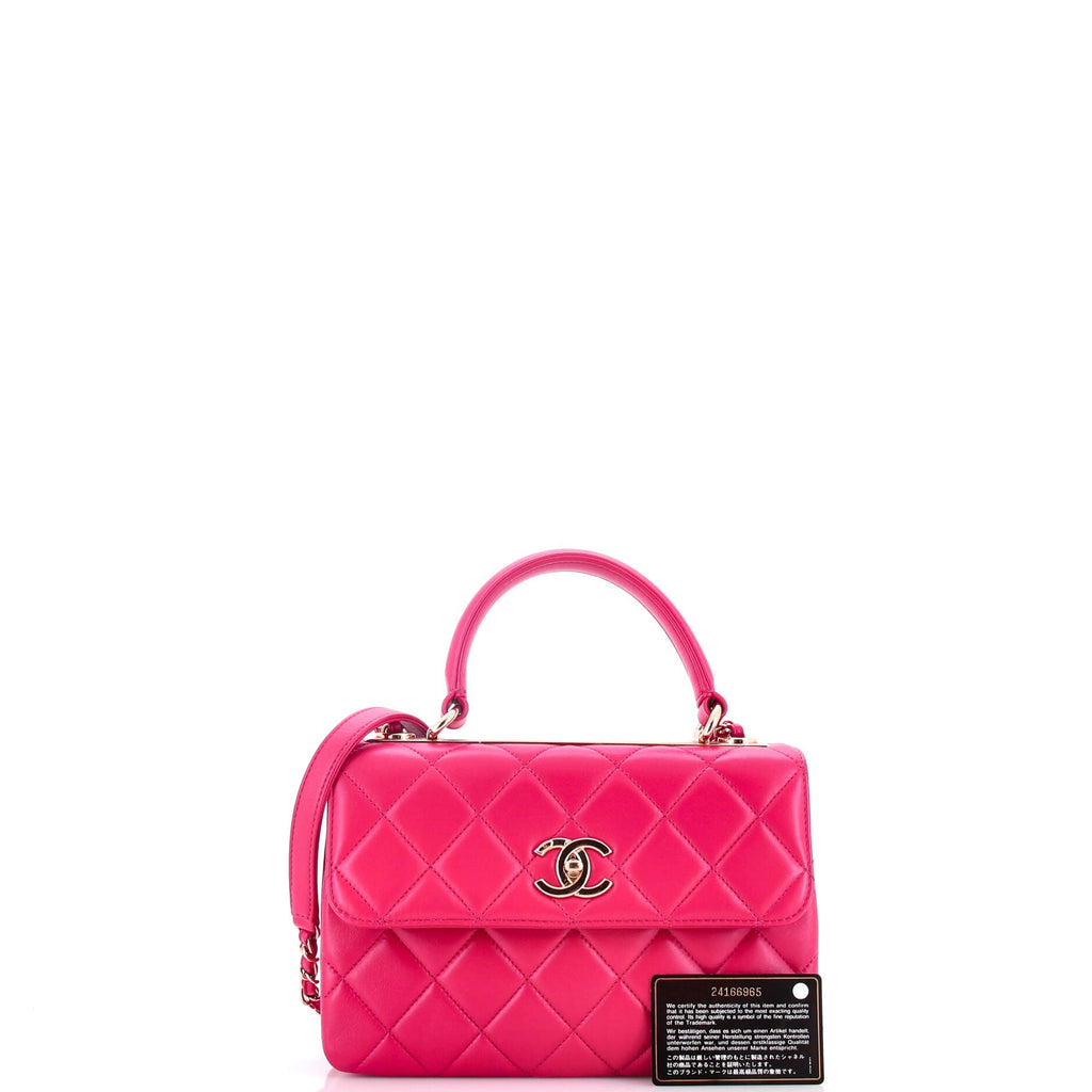 Trendy CC Top Handle Bag Quilted Lambskin Small