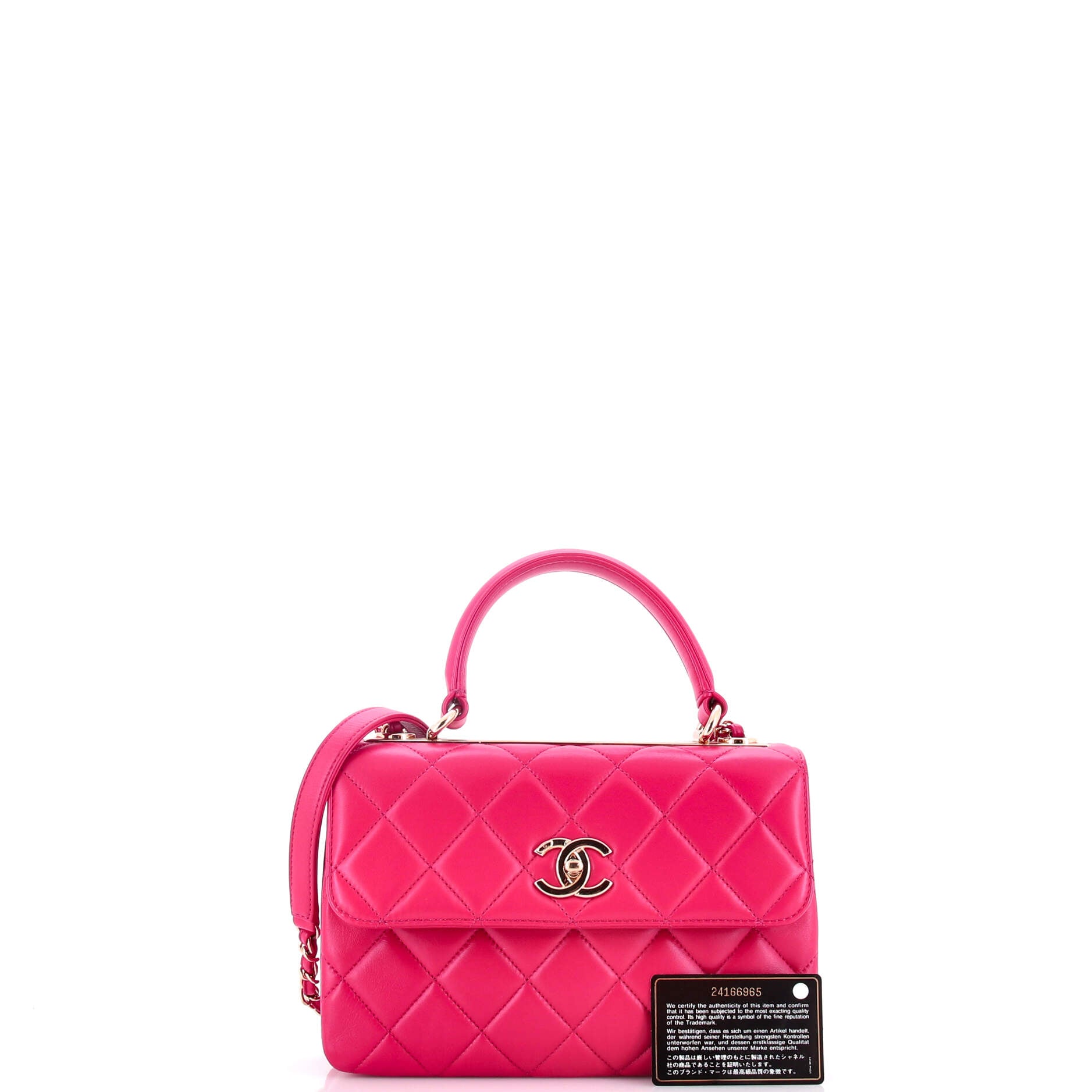 Trendy CC Top Handle Bag Quilted Lambskin Small