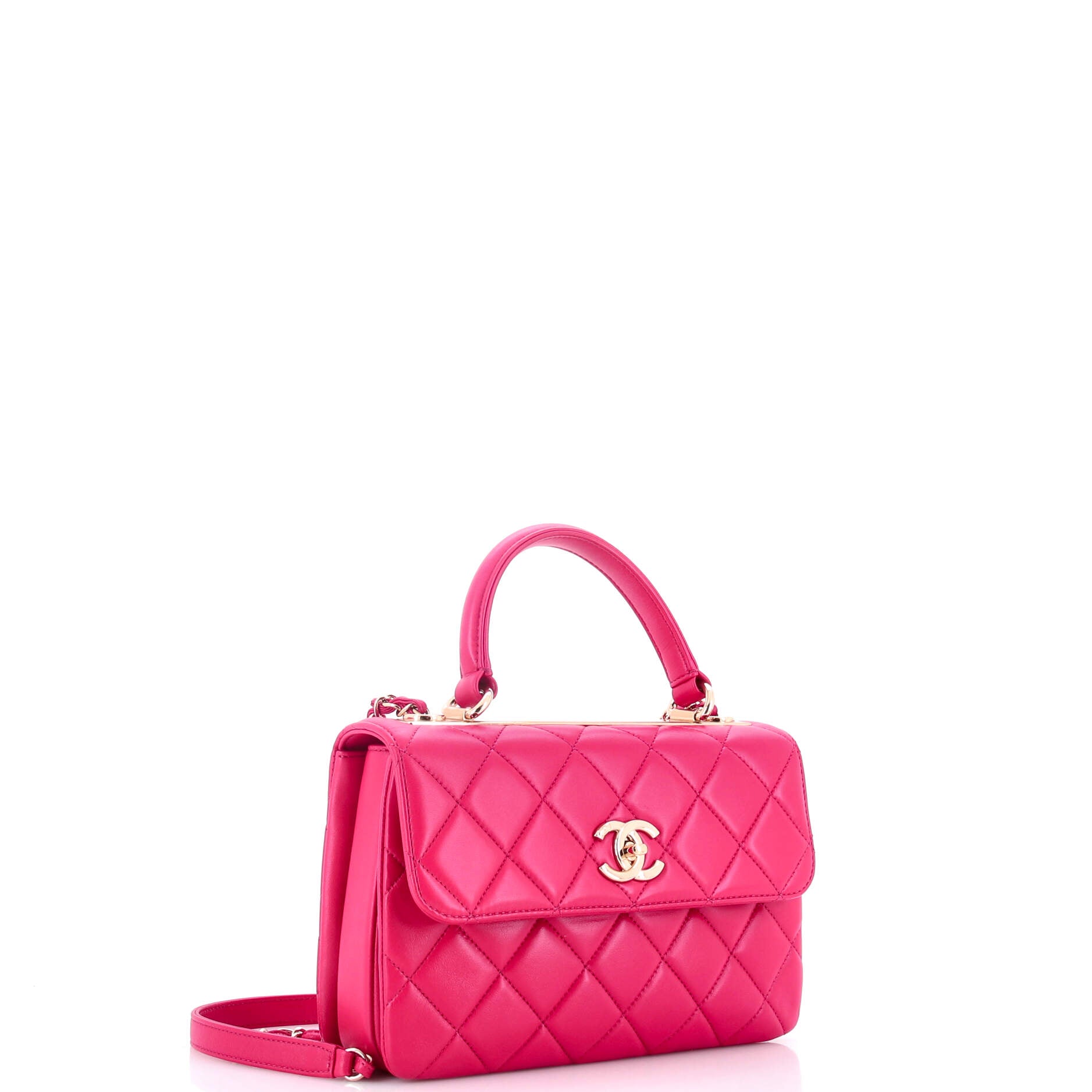 Trendy CC Top Handle Bag Quilted Lambskin Small