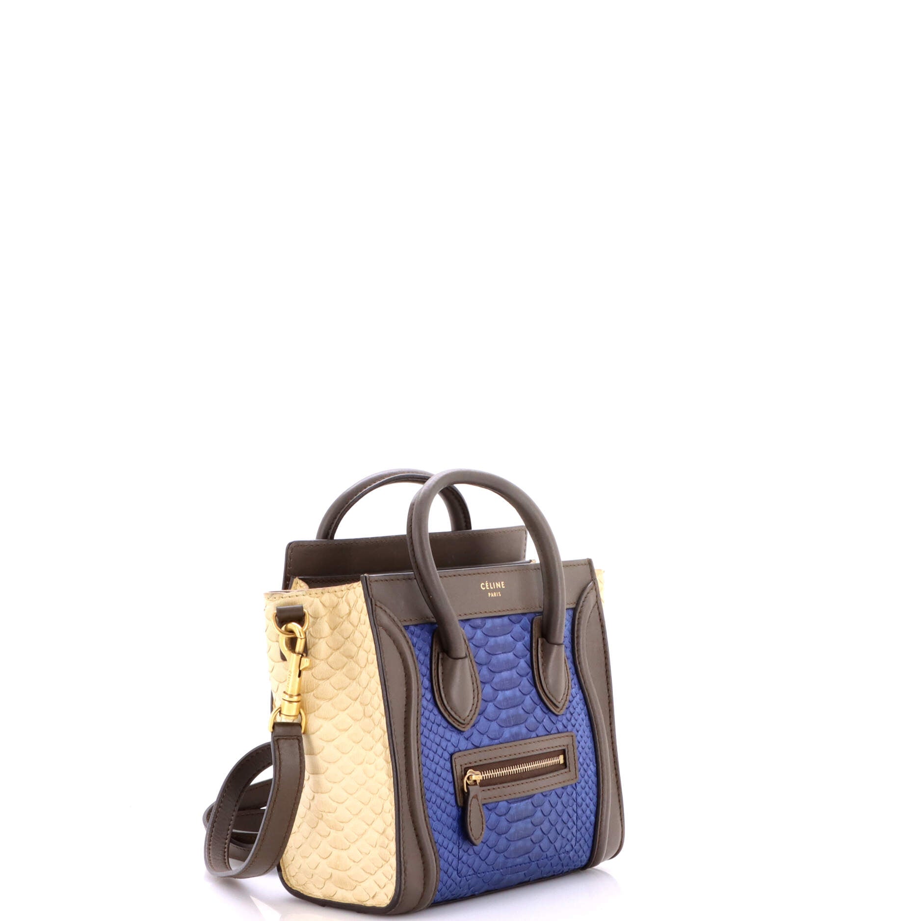 Tricolor Luggage Bag Python and Leather Nano