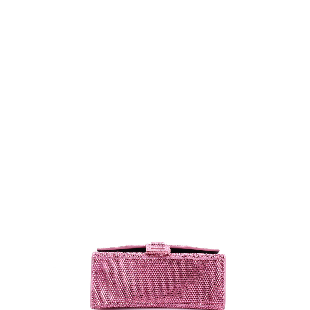 Hourglass Top Handle Bag Suede with Crystals XS
