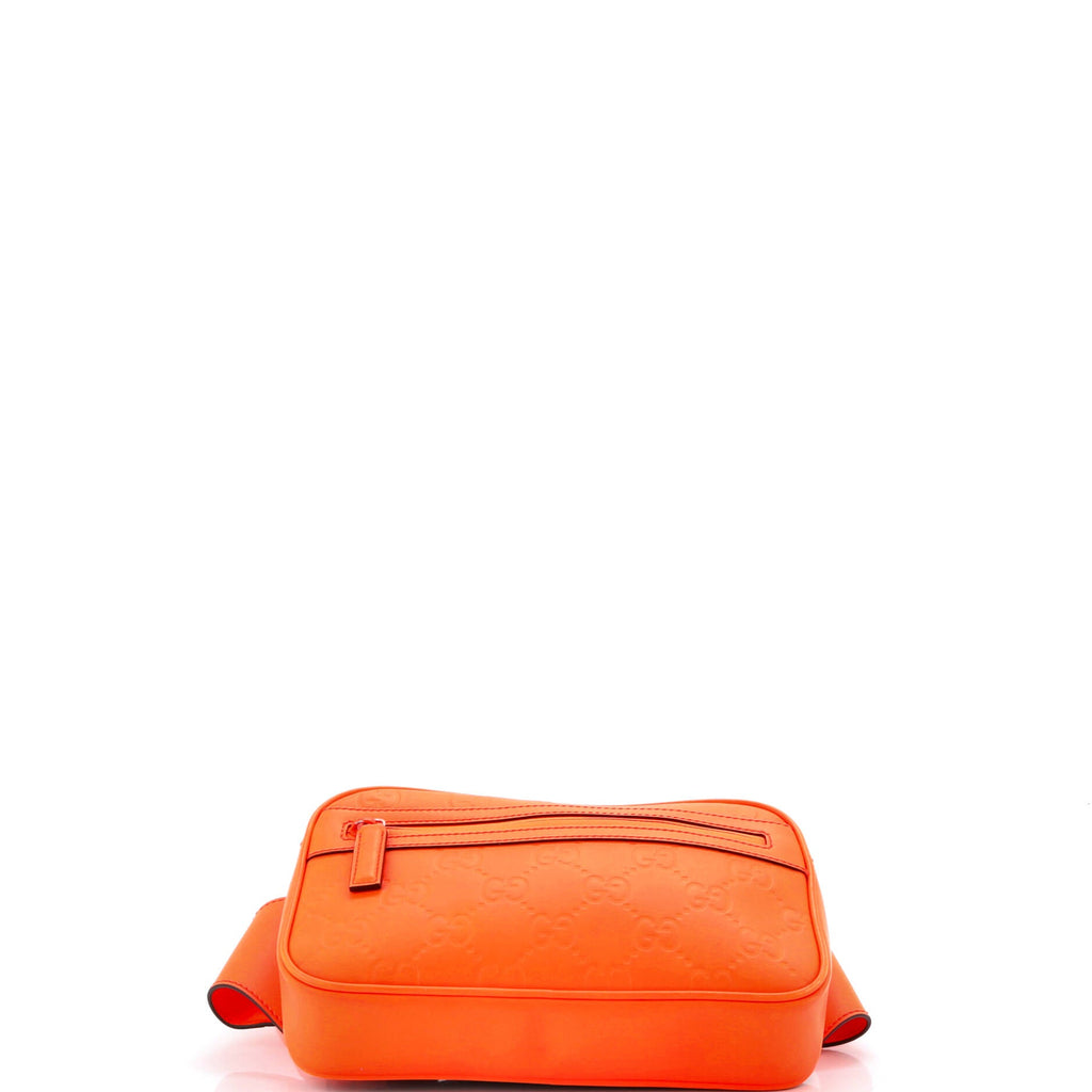 Front Zip Belt Bag GG Rubber Effect Leather