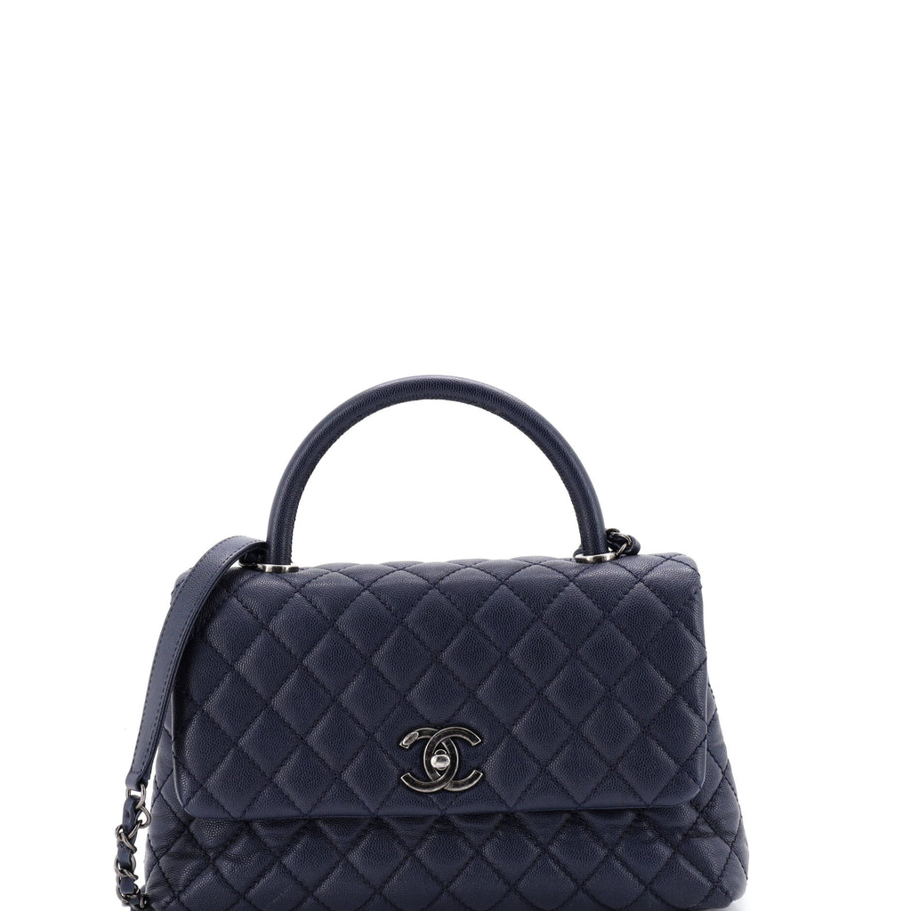 Coco Top Handle Bag Quilted Caviar Small