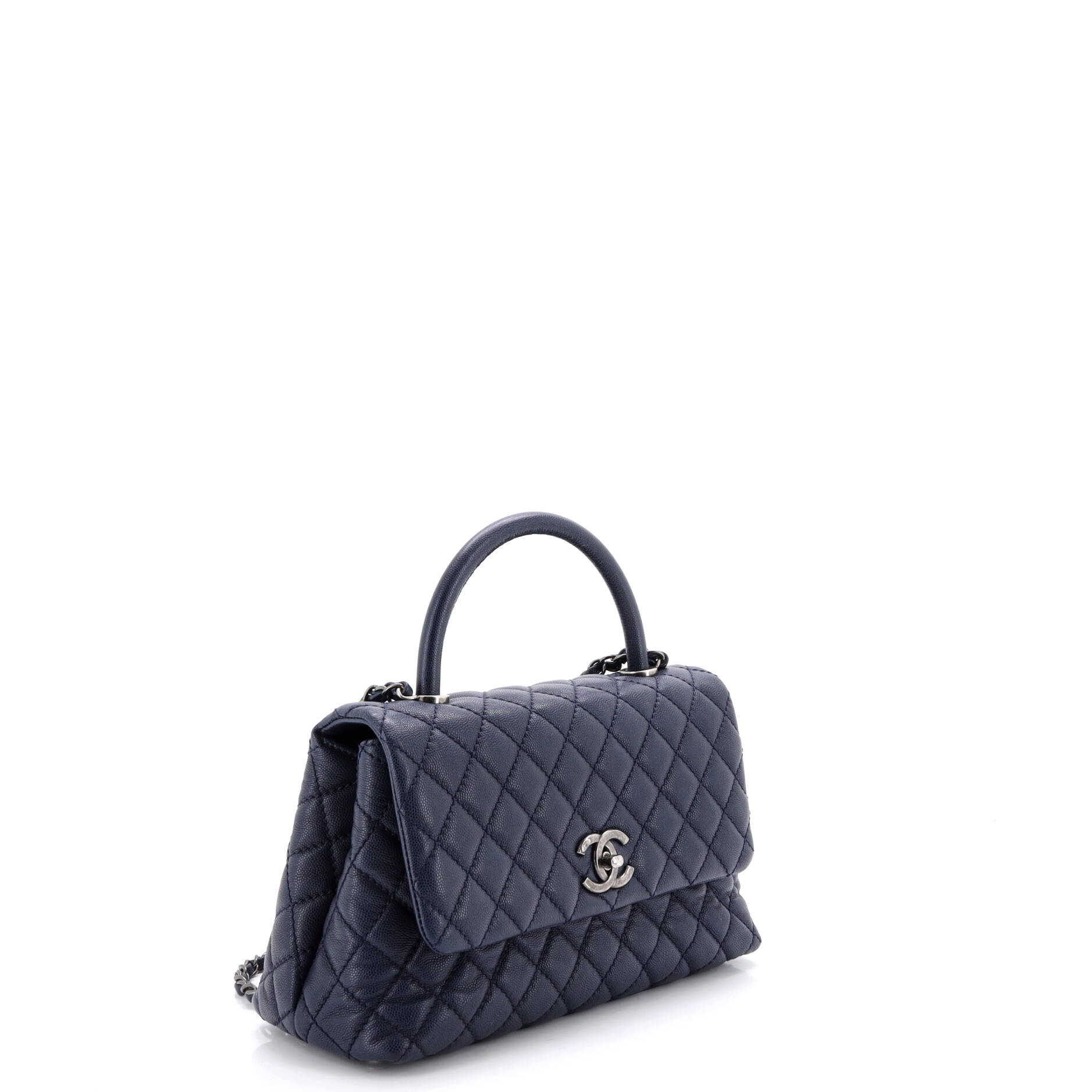 Coco Top Handle Bag Quilted Caviar Small