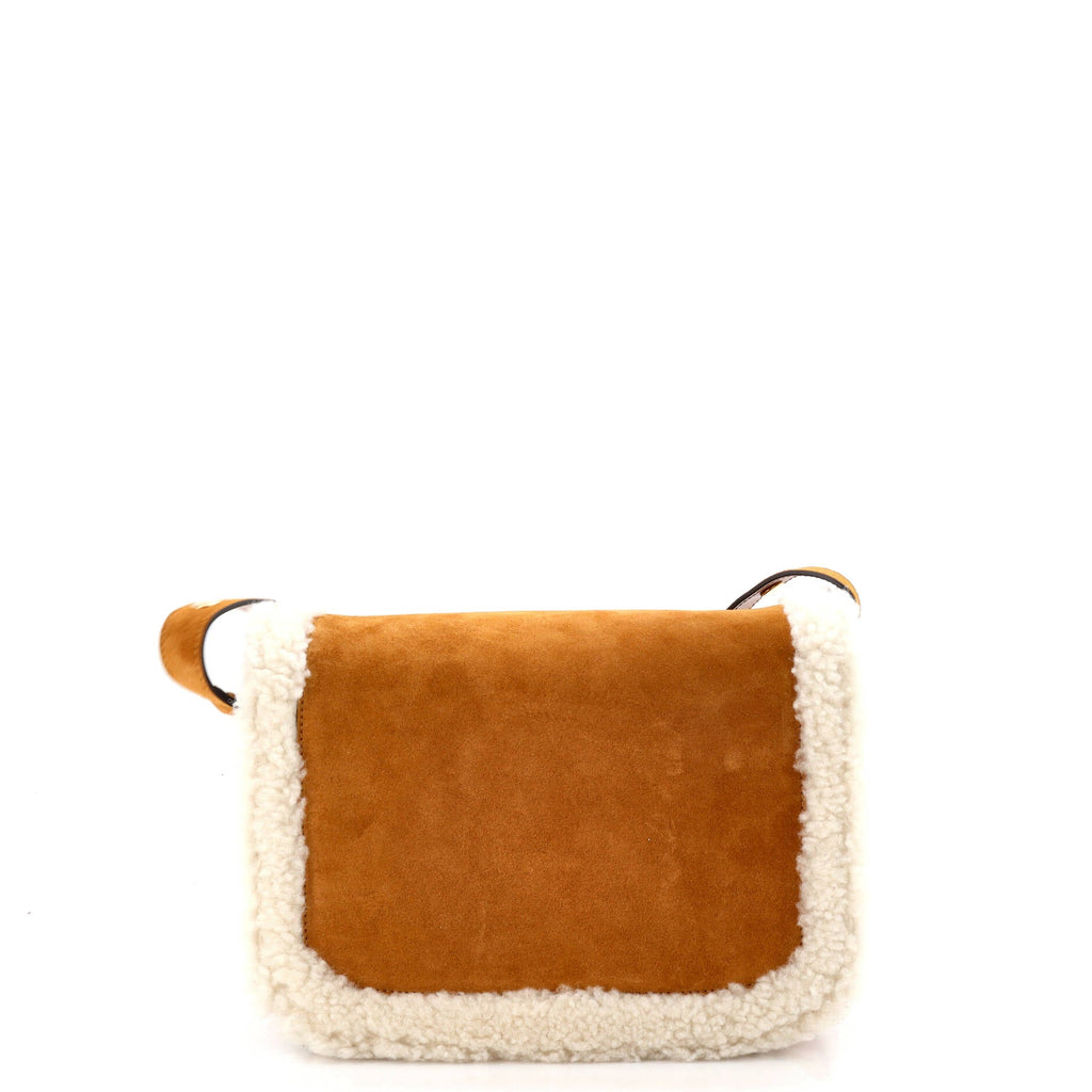 Horsebit 1955 Shoulder Bag Suede with Shearling Small