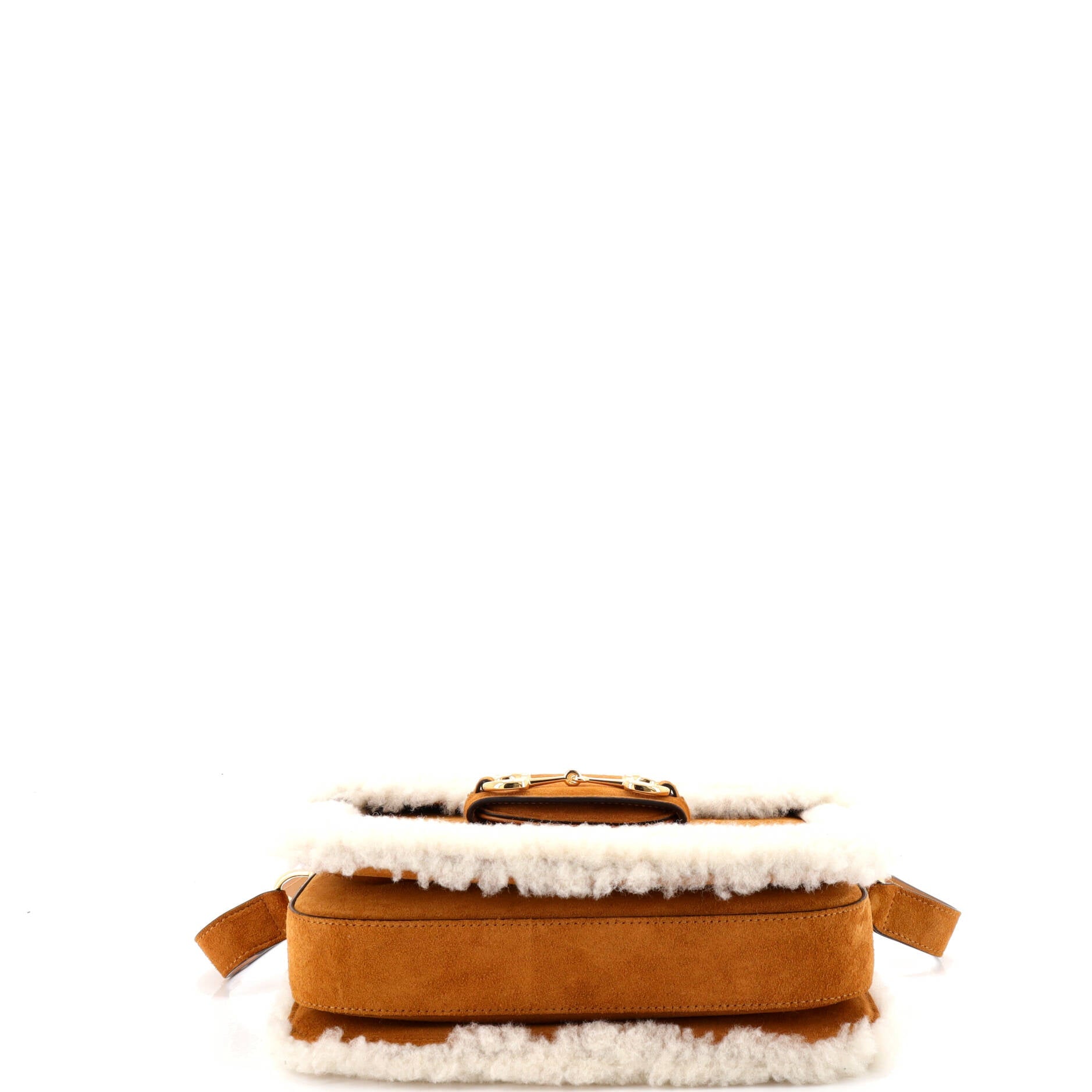 Horsebit 1955 Shoulder Bag Suede with Shearling Small