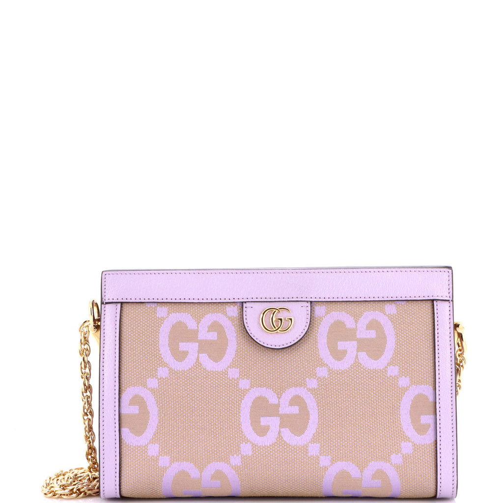 Ophidia Chain Shoulder Bag Jumbo GG Canvas with Leather Small