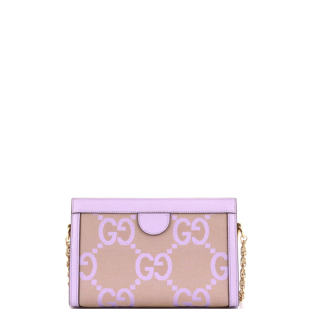 Ophidia Chain Shoulder Bag Jumbo GG Canvas with Leather Small