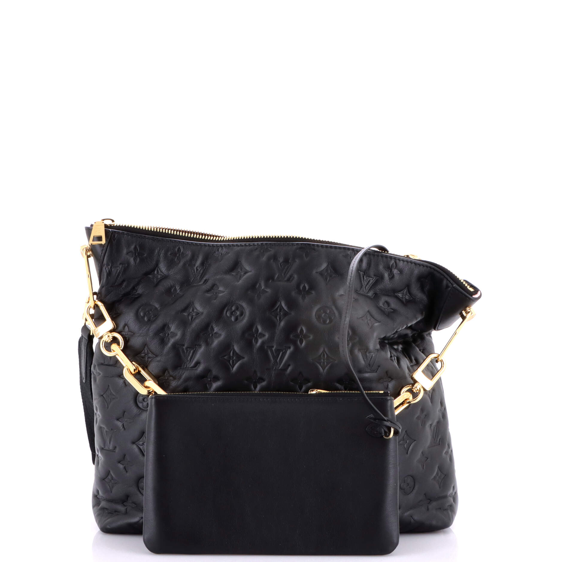 Coussin Hobo Monogram Embossed Lambskin MM