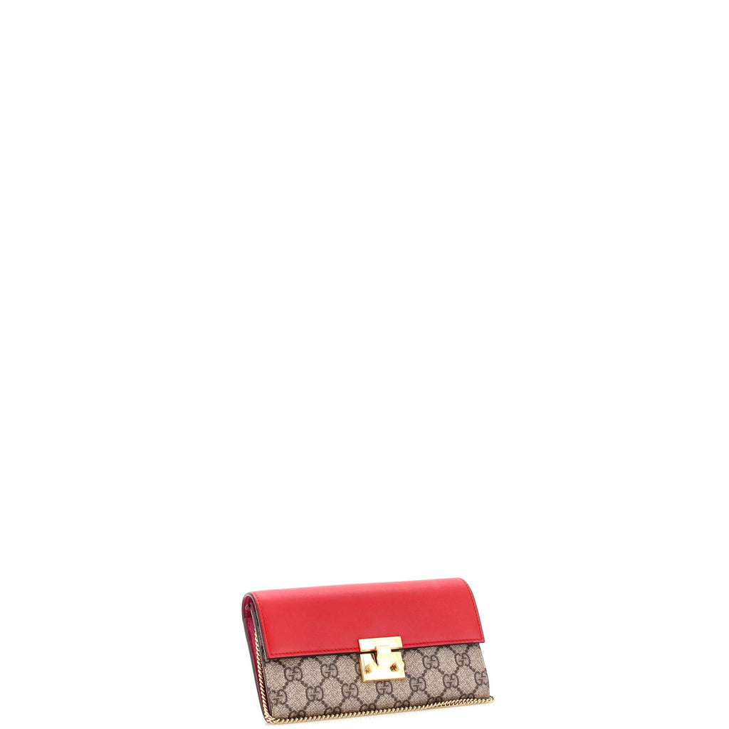 Padlock Continental Chain Wallet GG Coated Canvas and Leather Long