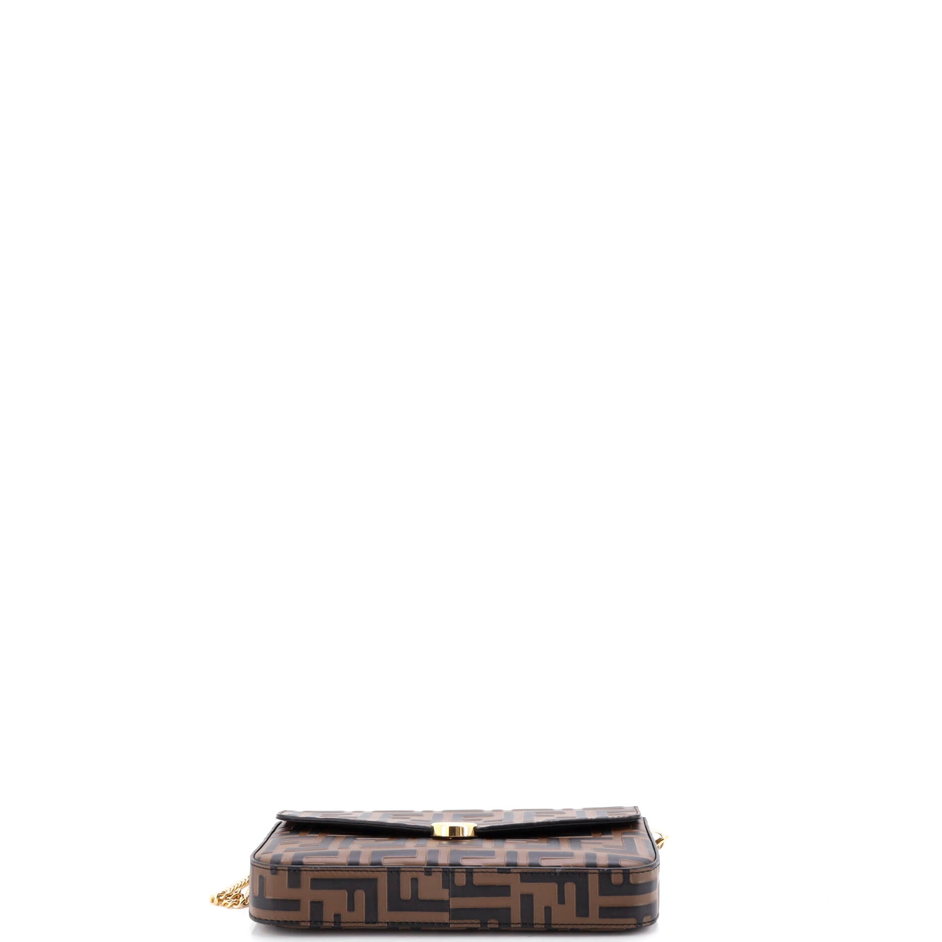 F is Fendi Envelope Clutch on Chain Zucca Embossed Leather