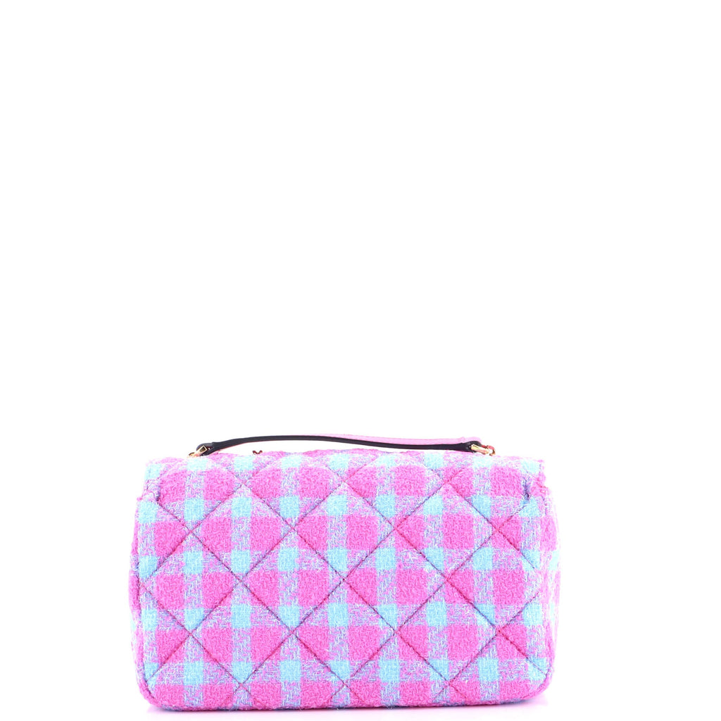Medusa Icon Chain Flap Bag Quilted Tweed East West