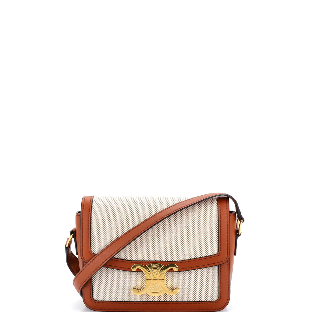 Triomphe Shoulder Bag Canvas with Leather Teen