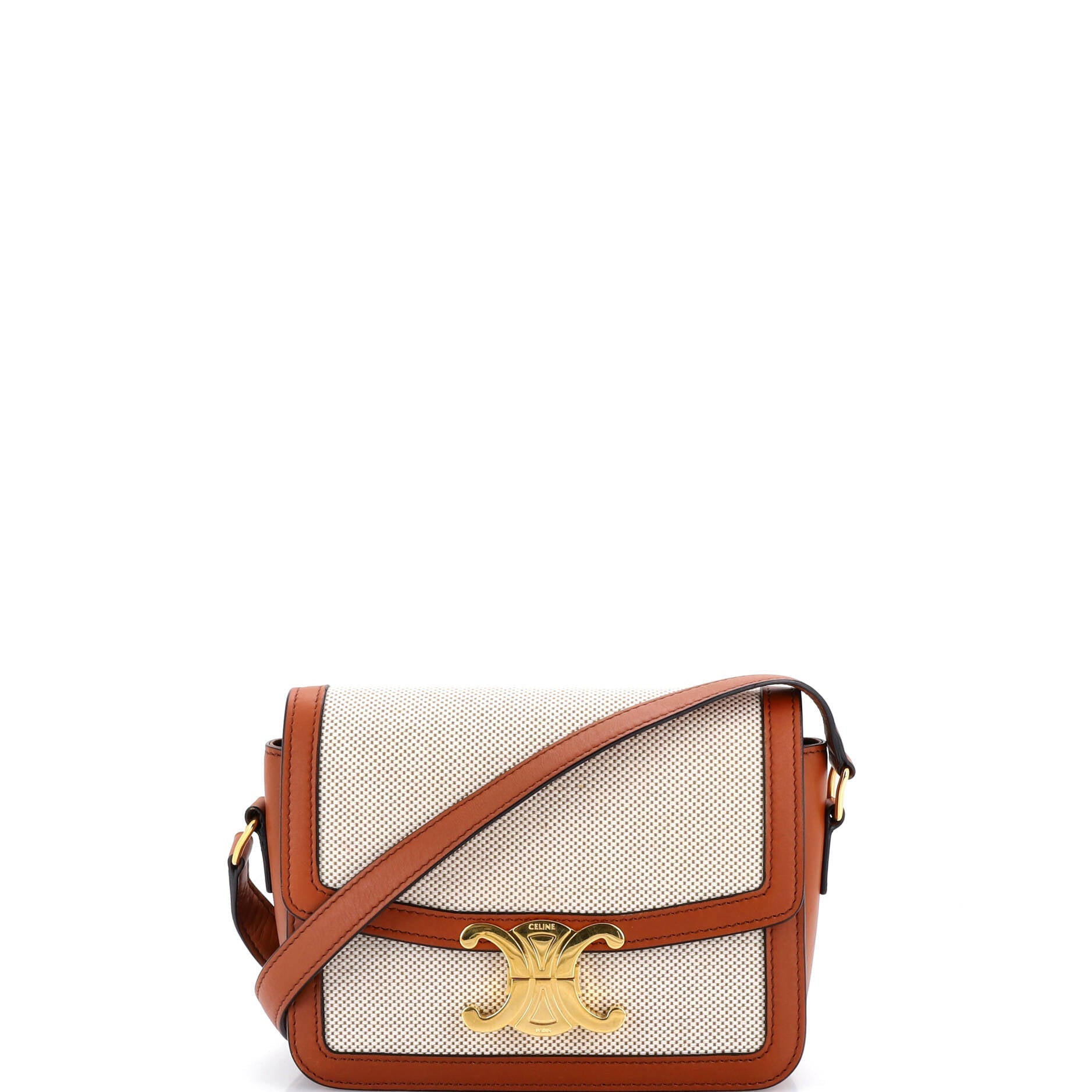 Triomphe Shoulder Bag Canvas with Leather Teen