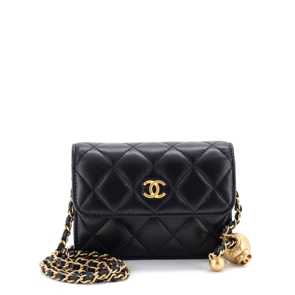 Pearl Crush Flap Clutch with Chain Quilted Lambskin Mini